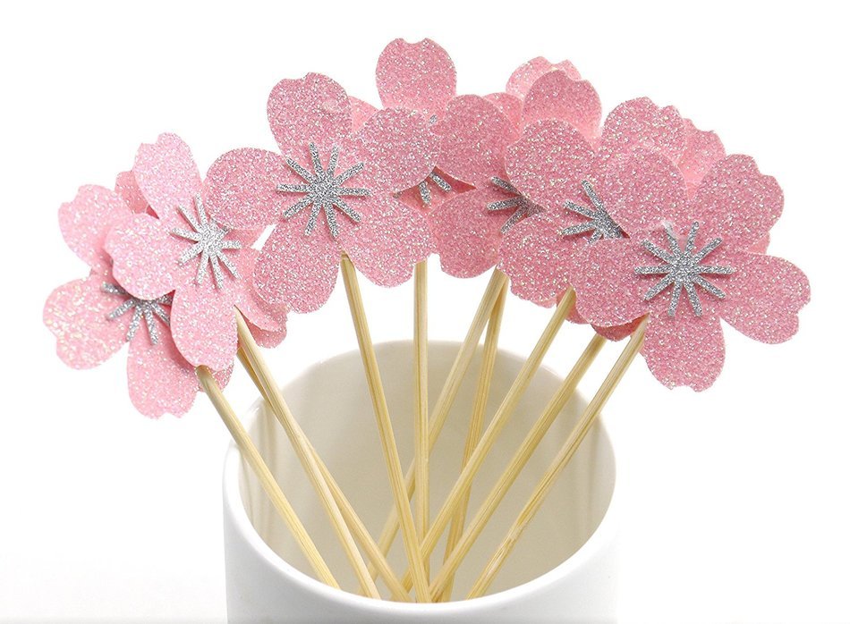 PuTwo 20 Counts Wedding Cake Decorating Frozen Cupcake Toppers Toothpicks, Sliver/Blue/Snow N46