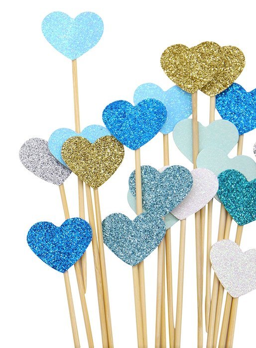PuTwo 20 Counts Wedding Cake Decorating Frozen Cupcake Toppers Toothpicks, Sliver/Blue/Snow N51
