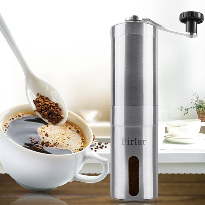 Firlar Premium Manual Coffee Grinder Stainless Steel Body Adjustable Ceramic Conical Burr Hand Crank Mill Grinds... N13