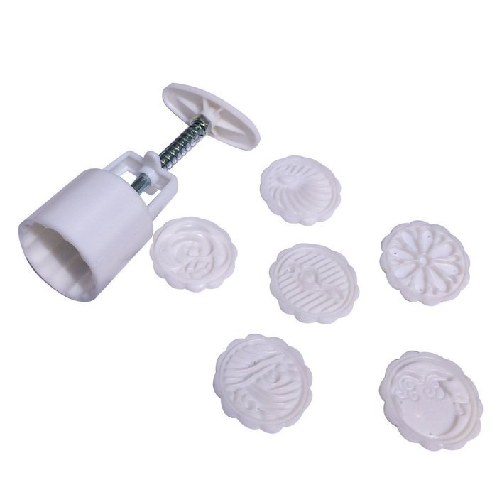 Yatim Round Mooncake DIY Moon Cake Mold 4 Flower Plunger Stamps Decoration Set(Flower) N2