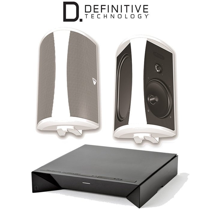 Definitive Technology W Adapt + AW 5500 All-Weather Outdoor Speakers Bundle (Pair, White)