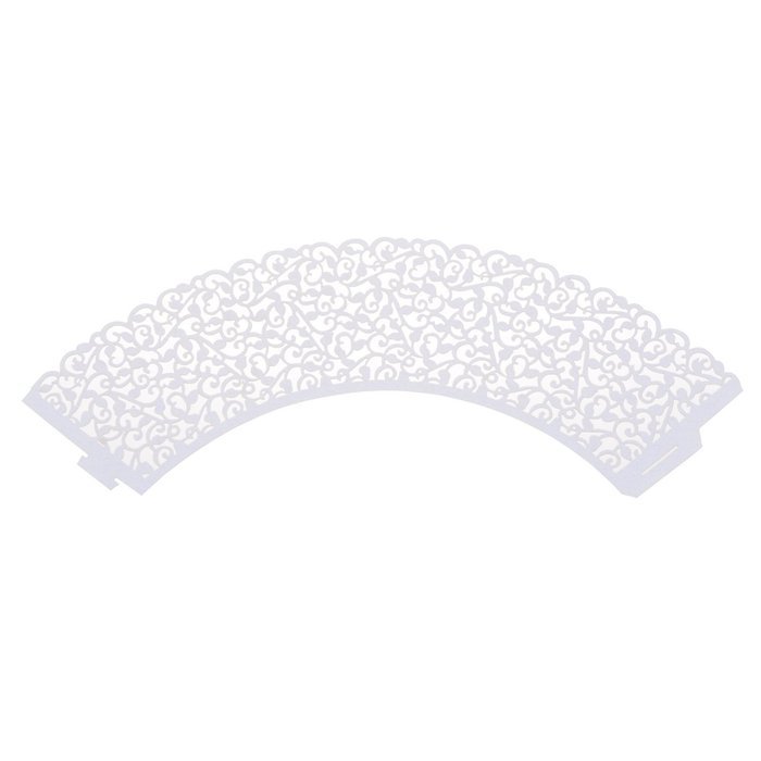 Cosmos &reg; 50 Pcs Flower Vine Filigree Cutout Lace Cupcake Wrapper Wraps Liner Wedding Party Cake Decoration (White)