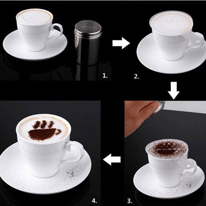 COSMOS Set of 2, total 32 Pcs Coffee Stencils Latte Art Template Cappuccino Art Stencils
