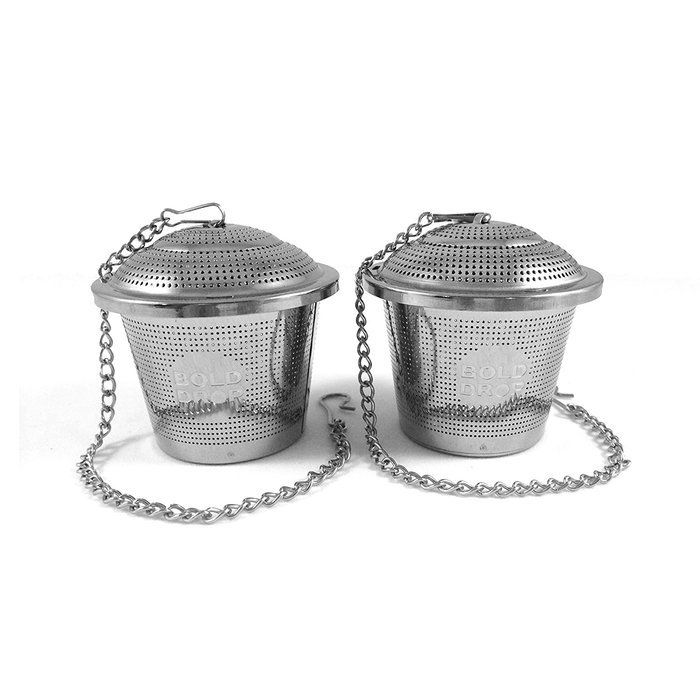 BoldDrop Extra Fine Loose Leaf Tea Infuser / Stainless Steel Filter with Extended 7" Chain (1 pack)