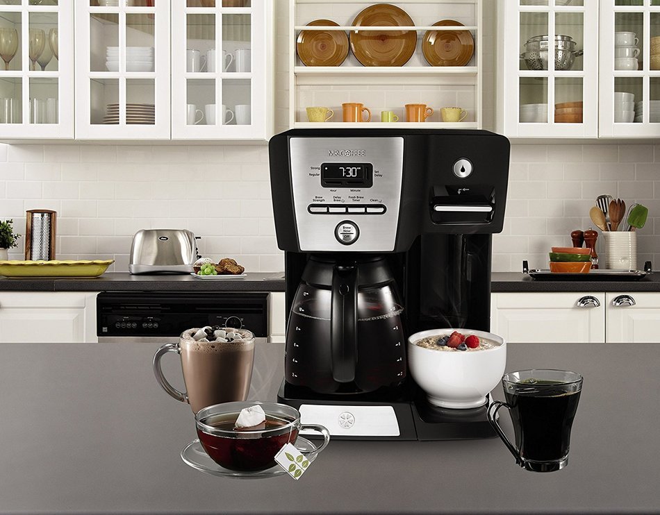 Mr. Coffee BVMC-DMX85 12-Cup Programmable Coffeemaker with Integrated Hot Water Dispenser, 16-Ounce, Black/Chrome N18