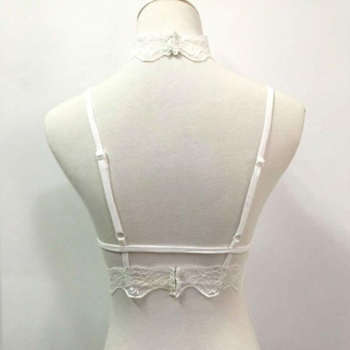 PHOTNO Women Translucent Underwear Sheer Lace Strap Lingerie Bra Top Bustier N7