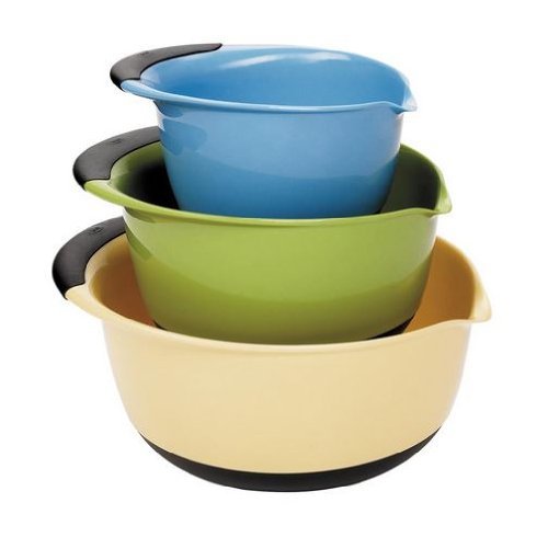 OXO Softworks Multi Color 3-piece Plastic Mixing Bowl Set Blue, Green and Yellow