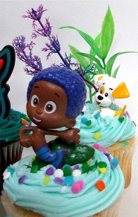 Bubble Guppies 19 Piece Birthday Cupcake Topper Set Featuring 12 Bubble Guppies 2" Characters Including Gil, Bubble... N8