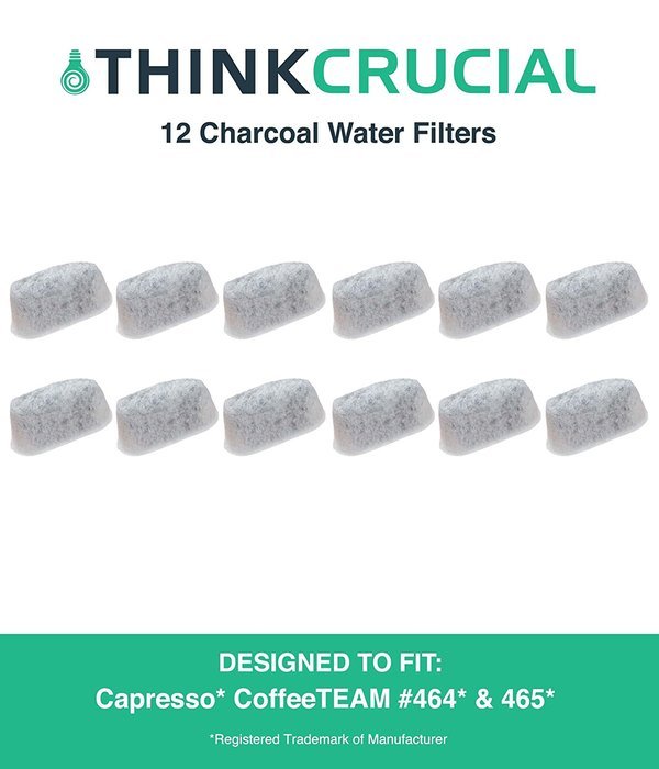 12 Capresso 4640.93 Charcoal Coffee Filters, Fits Capresso CoffeeTeam, Designed & Engineered by Crucial Air