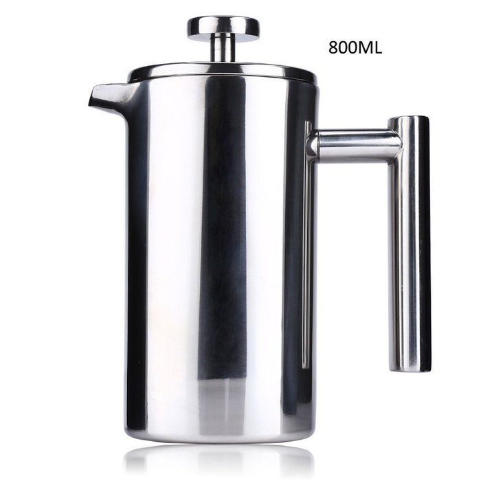 Cafetiere 800ML Stainless Steel Insulated Press Coffee Tea Maker with Filter Double Wall N2