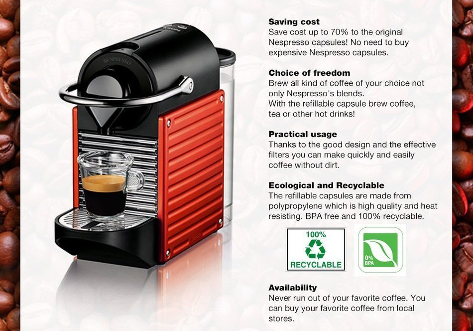 Emohome Reusable Nespresso Capsules - Fillable Nespresso Tea Coffee Espresso Compatible Pod N4