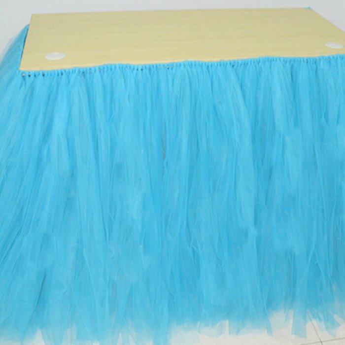 ILOVEDECOR Tulle TUTU Table Skirt Tableware Wedding Party Xmas Baby Shower Birthday Decor (Blue) N24