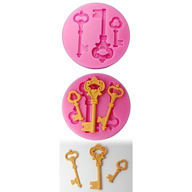 Sher FOUR-C Cake Embossing Mold Keys Decor Silicone Mould Color Pink