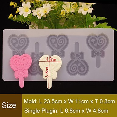 Y&XL&H Love Heart Lollipop Shape Chocolate Plugin Mold for Cake Decoration Silicone Material N2