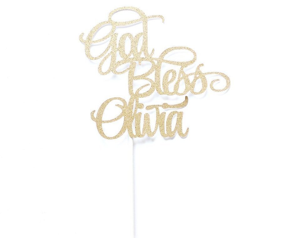 Custom God Bless Cake Topper - Any Color - Baptism / Christening Cake Topper