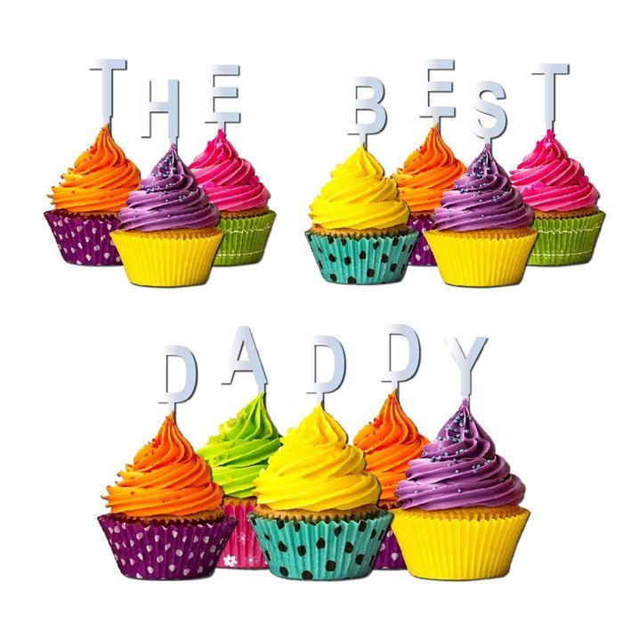 The Best Daddy Cupcake Topper Party Favors Birthday Anniversary Fathers day Solid purple N6