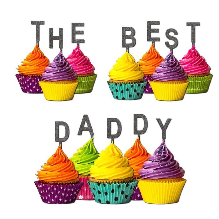 The Best Daddy Cupcake Topper Party Favors Birthday Anniversary Fathers day Solid purple N7