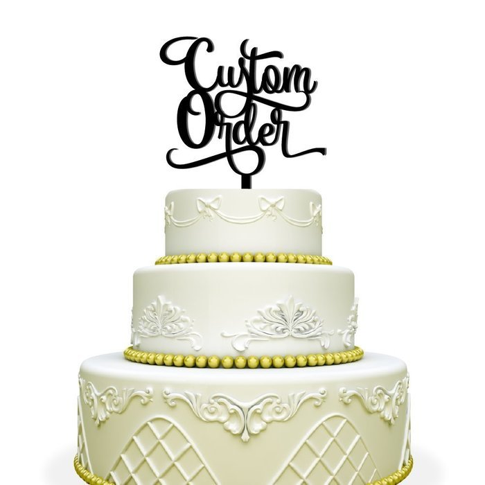 Custom Cake Topper For Weddings and Birthdays Mirrored Gold N4