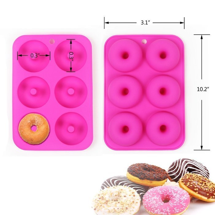 Goodlucky365 (2pc) 6-Cavity Silicone Donut Baking Pan/Non-Stick Donut Mold/Dishwasher, Oven, Microwave, Freezer... N7