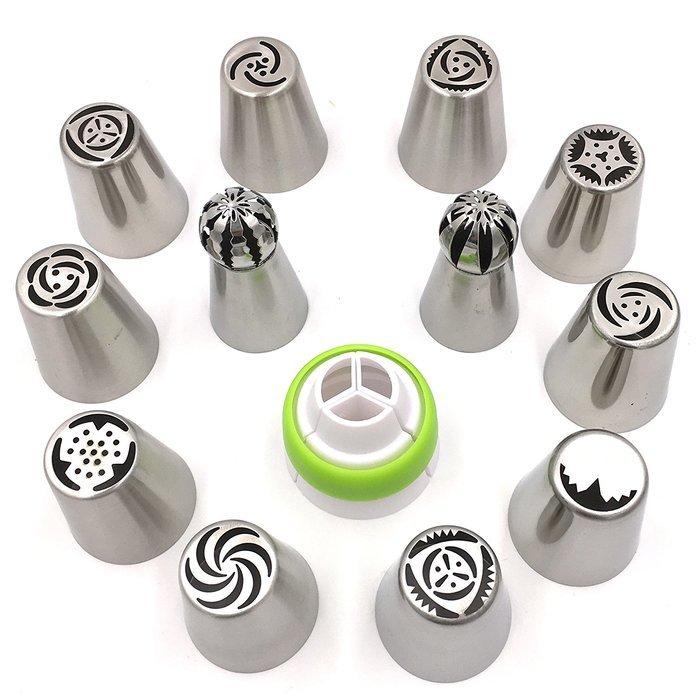 Latom Russian Icing Piping Tips Stainless Steel Large Size Pastry Cake Decoration Tips (10 Russian Piping Tips... N9