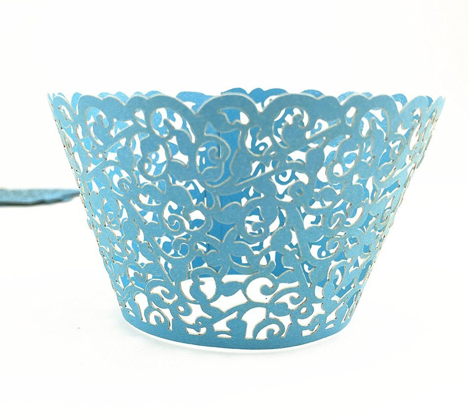 Yansanido 12 set pink Filigree Artistic Bake Little Vine Lace Laser Cut Cupcake Wrapper Cup Muffin Case Trays... N80