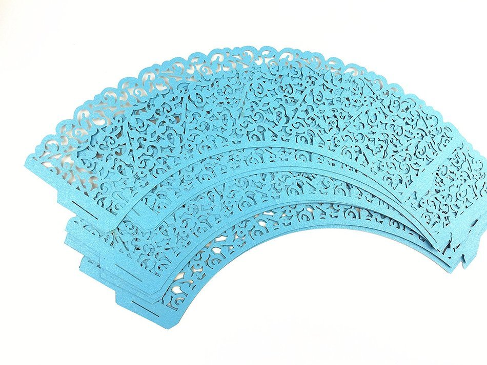 Yansanido 12 set pink Filigree Artistic Bake Little Vine Lace Laser Cut Cupcake Wrapper Cup Muffin Case Trays... N81