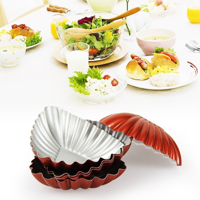 Yilove Non Stick 3" Shell Molds Tart Baking Cups Mini Cake Pans 5 Pack N10
