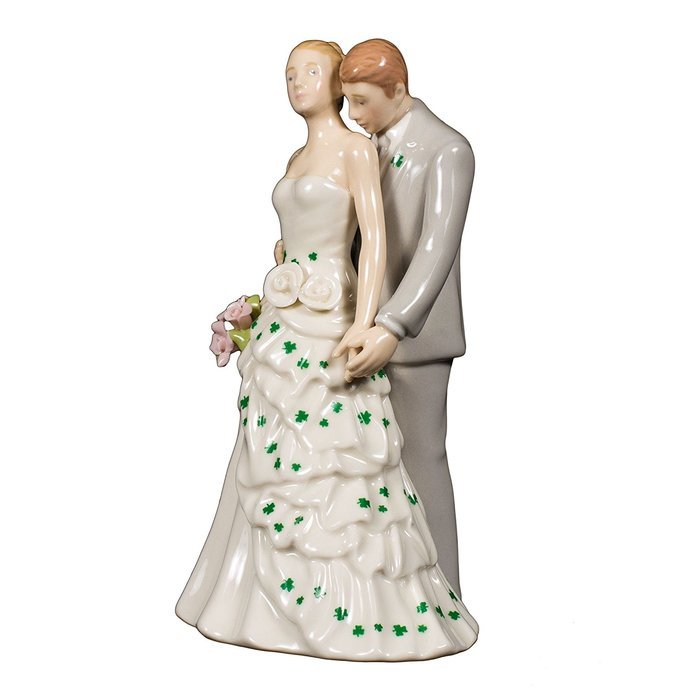 Shamrock Bride and Groom White Porcelain Wedding Cake Topper - 6