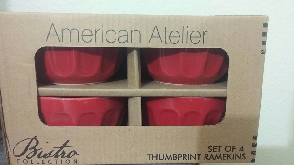 American Atelier Bistro Thumbprint Ramekins, Red N2