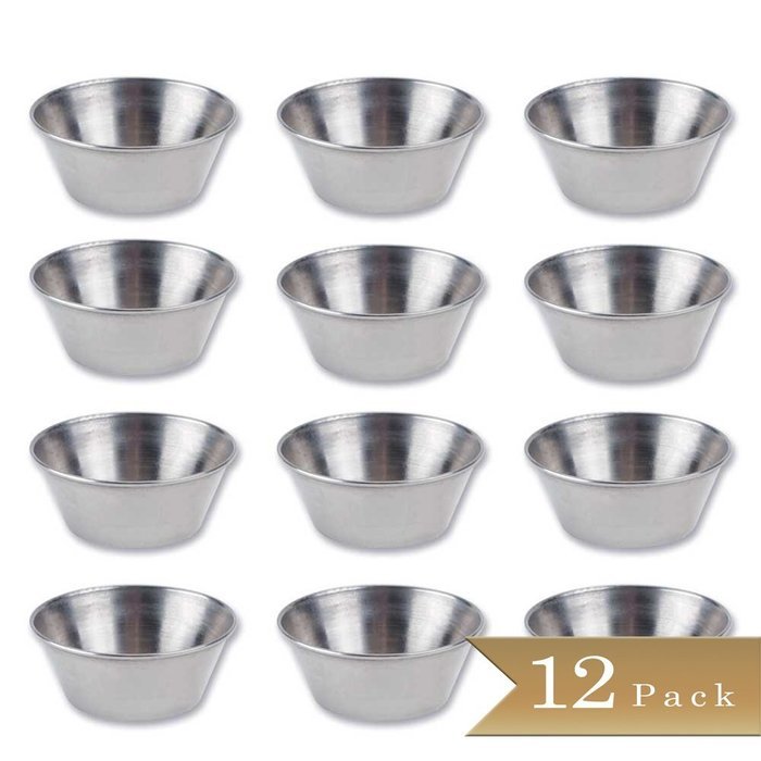 (Set of 12) Stainless Steel Condiment Sauce Cups 1.5 oz N2