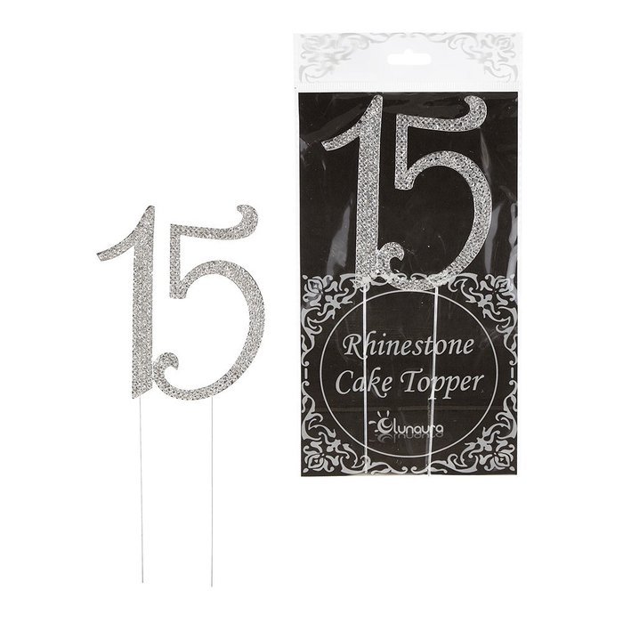 Lunaura - Sparkling Rhinestone Number Cake Topper - 15