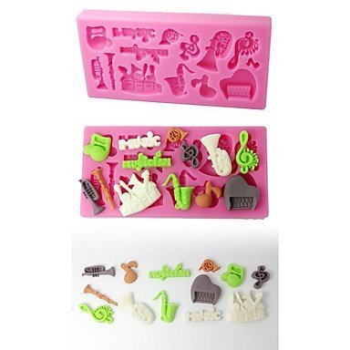 Sher FOUR-C Silicone Cup Cake Mold Musical Instruments Sugarpaste Mould Color Pink N2