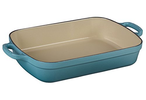 Le Creuset Signature Cast Iron Rectangular Roaster, 3.0-Quart, Caribbean