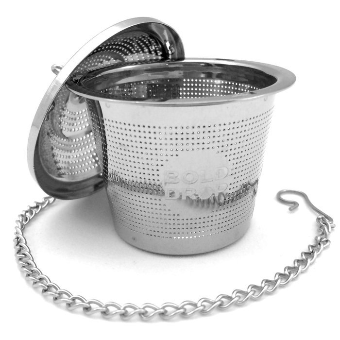 BoldDrop Extra Fine Loose Leaf Tea Infuser / Stainless Steel Filter with Extended 7" Chain (1 pack) N2