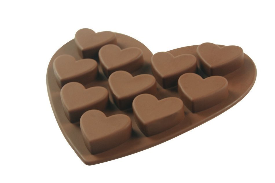 10 Cavity Heart Cake Silicone Mold Chocolate Candy Baking Mould N4