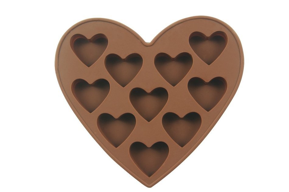 10 Cavity Heart Cake Silicone Mold Chocolate Candy Baking Mould N5