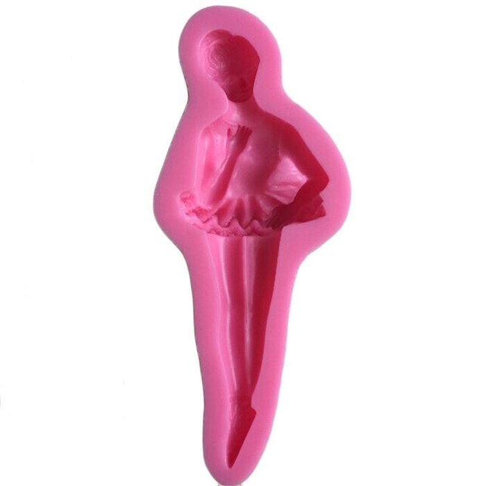 FLY Ballet Girl Shape Silicone Fondant Cake Mold For Cake Decorating Baking Mould,Pink