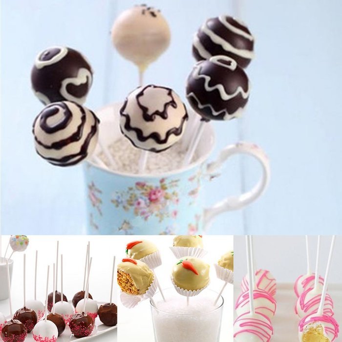 100 Pcs Sucker Lollipop Sticks Candy & Chocolate Cake Pop Making By Crqes