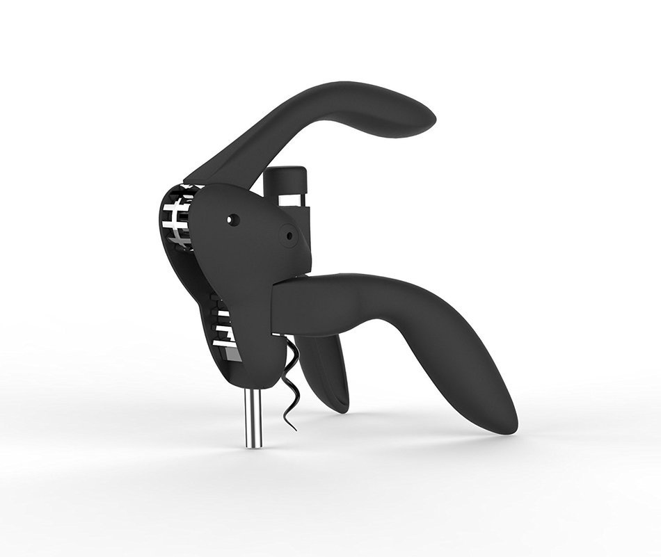 Houdini Lever Corkscrew with Foil Cutter and Extra Spiral (Velvet Black) N6