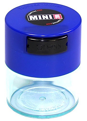 Minivac TV1-CDB - 10g to 30 gram Vacuum Sealed Container Dk. Blue Cap & Clear Body