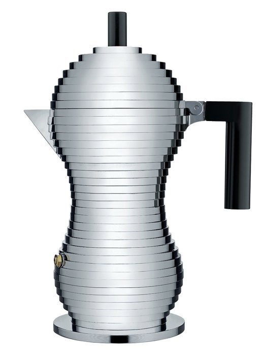 Alessi MDL02/6 B "Pulcina" Stove Top Espresso 6 Cup Coffee Maker in Aluminum Casting Handle And Knob in Pa, Black
