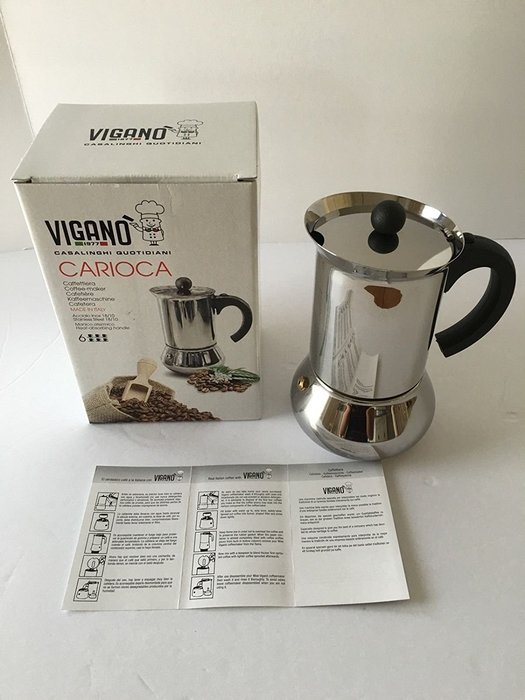 Coffee Maker 6 Cups Stainless Steel Vigano Casalinghi Quotidiani Carioca N2
