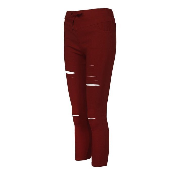 PHOTNO Women Skinny Ripped Pants High Waist Stretch Slim Pencil Trousers N19