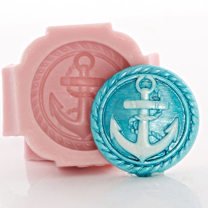 Nautical Anchor Button Silicone Mold Food Safe Fondant, Chocolate, Candy, Mint, Resin, Polymer Clay, Jewelry,... N10