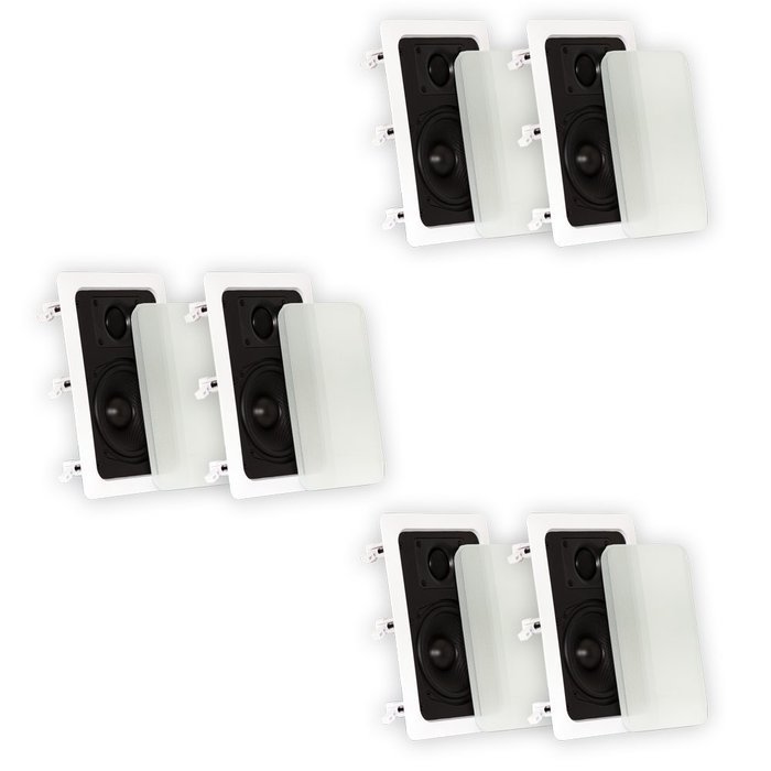Theater Solutions TS50W In Wall Speakers Surround Sound Home Theater 3 Pair Pack