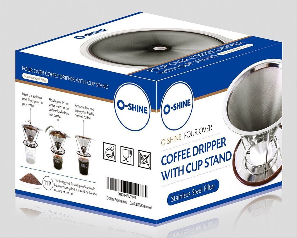 Oshine Pour Over Coffee Dripper , Stainless Steel Reusable Permanent Drip Coffee Filter for Chemex Carafe or Single... N4