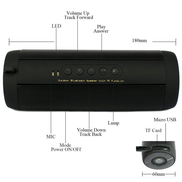 Rayhome Bluetooth Speaker Super Bass T2 Outdoor Sport Waterproof Mini Portable Wireless Loudspeakers Support FM... N3