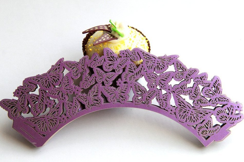 Kuke 24 pcs Dancing Butterfly Laser Cut Cupcake Wrappers Cupcake Liners Muffin Container for Baby Shower Baby... N11