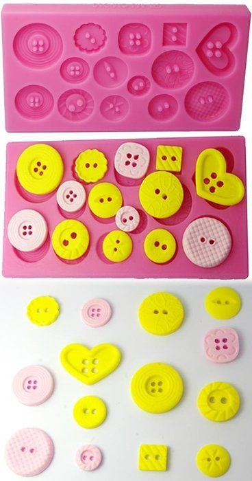 FOUR-C Gum Paste Decorating Tools Button Cake Decorating Mold Color Pink N3