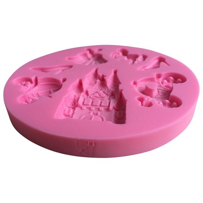 FLY Cinderella Story 3D Silicone Fondant Cake Mold For Cake Decorating Baking Mould,Pink N8